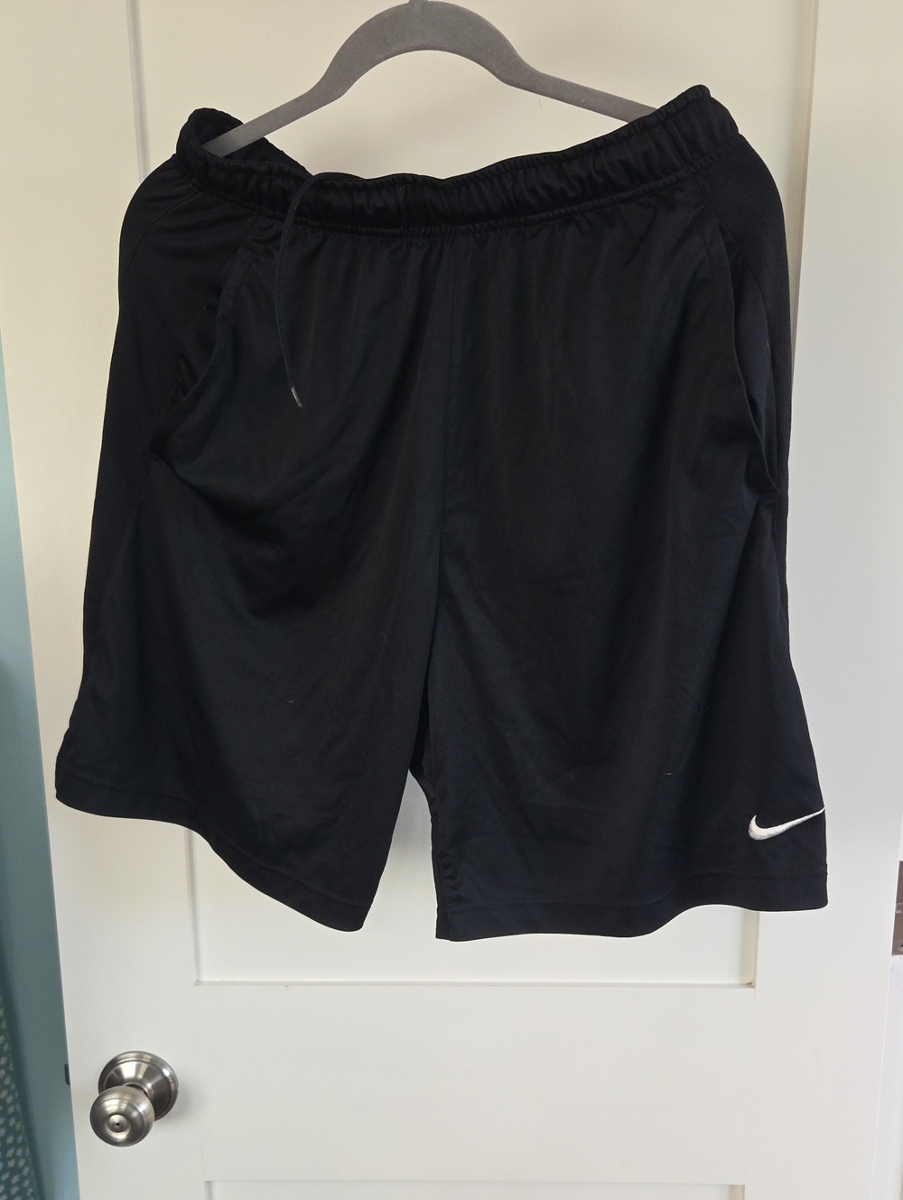 Nike Black Men's Athletic Performance Shorts with White Swoosh